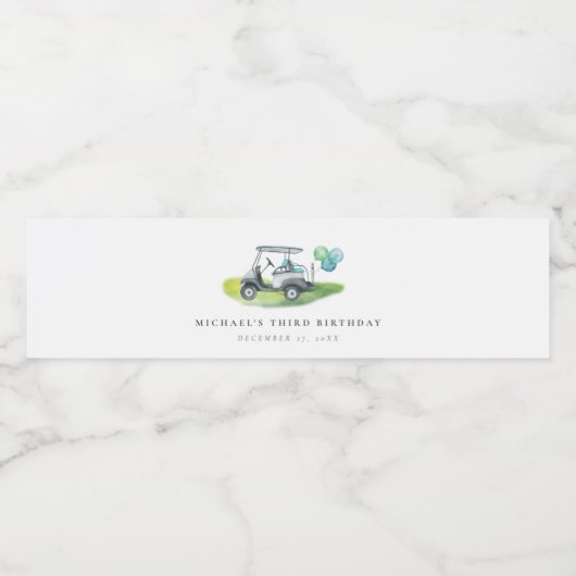 Blue Golf Birthday Par-t-shirt Waterfles Etiket (Enkel label)