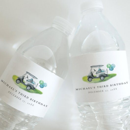 Blue Golf Birthday Par-t-shirt Waterfles Etiket