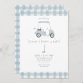 Blue Golf Cart baby shower Uitnodiging (Voorkant / Achterkant)