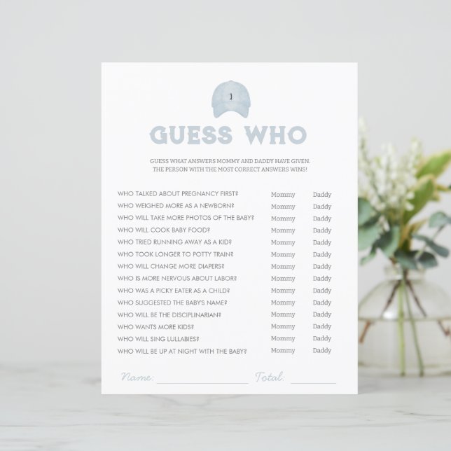 Blue golf thema baby shower raad wie spel (Staand voorkant)