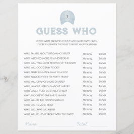 Blue golf thema baby shower raad wie spel