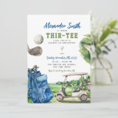 Blue Golf Thir-T-shirt Verjaardagsuitnodiging Kaart (Staand voorkant)