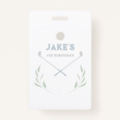 Blue Golf Verjaardagsfeestje Papier Borden Badge (Voorkant)