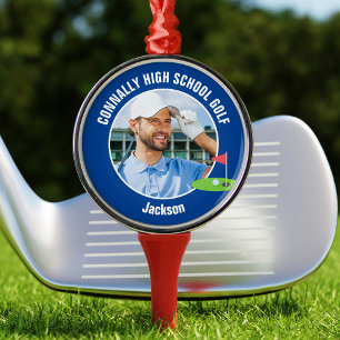 Blue Golfer Foto Hoge Snelheids Golf Team Metalen Ornament