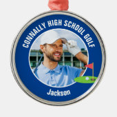 Blue Golfer Photo High School Golf Team Metalen Ornament (Voorkant)