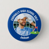 Blue Golfer Photo High School Golf Team Ronde Button 5,7 Cm (Voorkant)