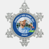 Blue Golfer Photo High School Golf Team Tin Sneeuwvlok Ornament (Voorkant)