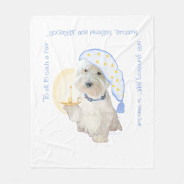 Blue Goodnight Westie met kaars Fleece Deken