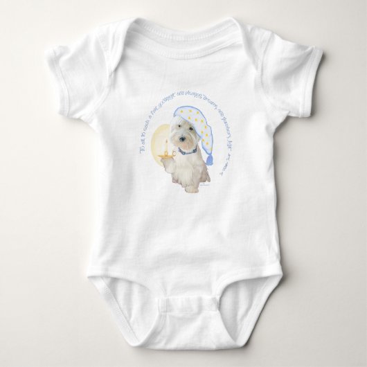 Blue Goodnight Westie met kaars Romper (Voorkant)