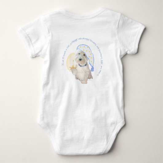 Blue Goodnight Westie met kaars Romper (Achterkant)