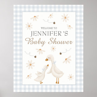Blue Goose Baby shower Welkomstbord Poster