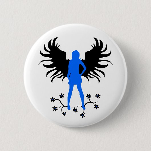 Blue Gothic Angel-knop Ronde Button 5,7 Cm (Voorkant)