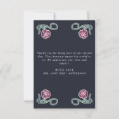 Blue Gothic Coffin Roos Wedding Bedankt Card (Achterkant)