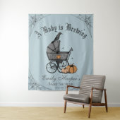 Blue Gothic Een Baby is Brouwen Baby shower Achter Wandkleed (In situ)