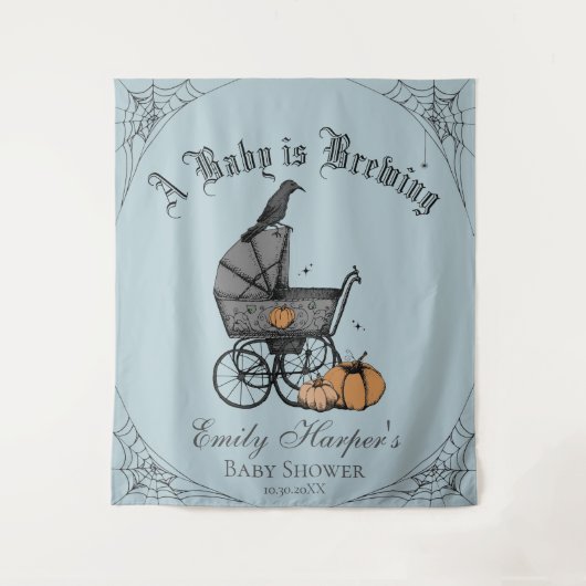 Blue Gothic Een Baby is Brouwen Baby shower Achter Wandkleed (Voorkant)