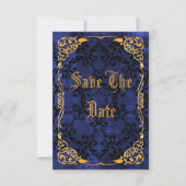 Blue Gothic & Gold-omhuld 45th Save the Date (Voorkant)