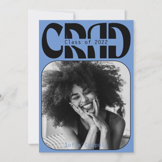 Blue Gothic modern Typography Afstuderen 2022 Invi Kaart (Voorkant)