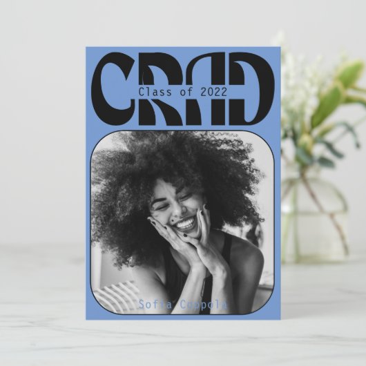 Blue Gothic modern Typography Afstuderen 2022 Invi Kaart (Staand voorkant)