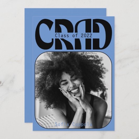 Blue Gothic modern Typography Afstuderen 2022 Invi Kaart (Voorkant / Achterkant)