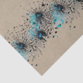 Blue Gothic Spider Web Ephemera patroon Tissuepapier (Detail)