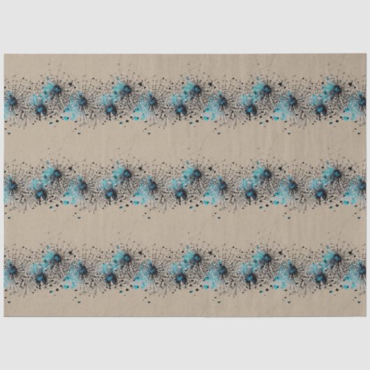 Blue Gothic Spider Web Ephemera patroon Tissuepapier (Voorkant)