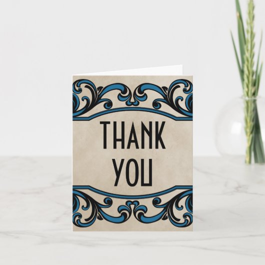 Blue Gothic Swirls - Hartelijk dank Bedankkaart (Voorkant)