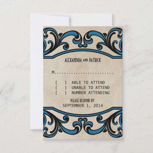 Blue Gothic Swirls Response Kaart (Voorkant)