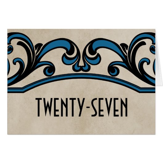 Blue Gothic Swirls Table Number Kaart (Voorkant Horizontaal)