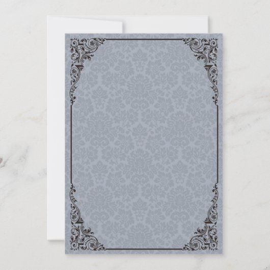 Blue Gothic Victoriaans Damask bewaar de data Save The Date (Achterkant)