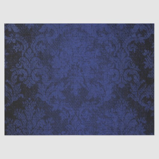Blue Gothic Victoriaans Damask  Wallpaper Tissuepapier (Voorkant)