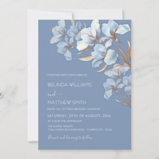 Blue Goud 3D Bloemen Kaart (Voorkant)
