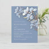 Blue Goud 3D Bloemen  Kaart (Staand voorkant)