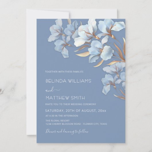 Blue Goud 3D Bloemen Kaart (Voorkant)