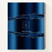 Blue goud agaat marmeren bedrijfslogo  notitieboek (Achterkant)