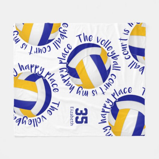 blue gouvolleybalhof gelukkig plaats typografie fleece deken (Voorkant (Horizontaal))