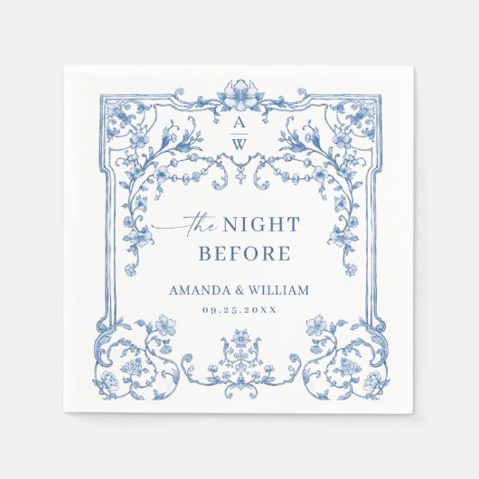 Blue  Grace Victoriaans Boho repetitie diner Servet (Voorkant)