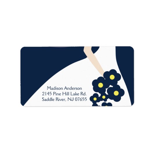 Blue Graceful Bride Return Address Label (Voorkant)