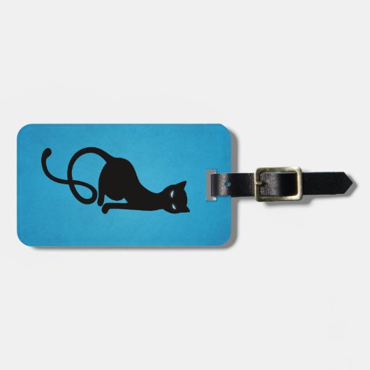 Blue Gracious Evil Black Cat gepersonaliseerd Bagagelabel (Voorkant horizontaal)