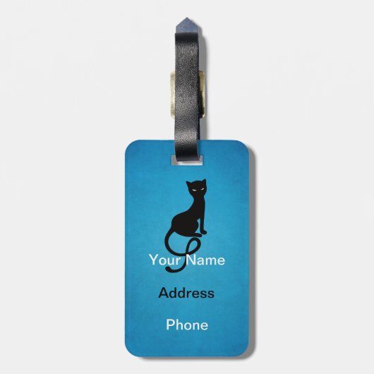 Blue Gracious Evil Black Cat gepersonaliseerd Bagagelabel (Achterkant verticaal)