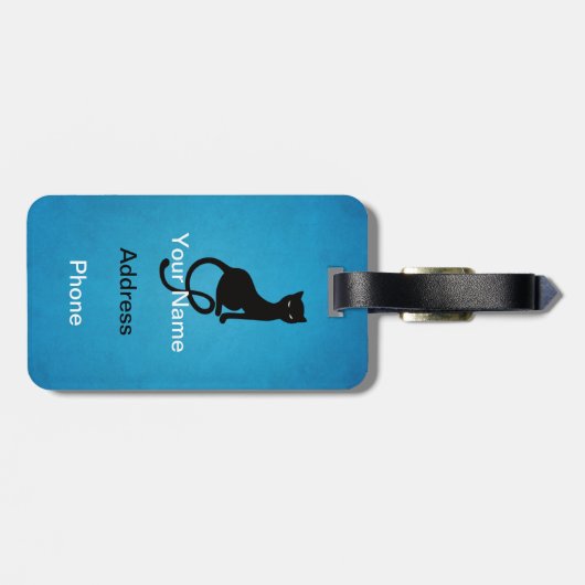 Blue Gracious Evil Black Cat gepersonaliseerd Bagagelabel (Achterkant horizontaal)