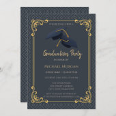 Blue Grad Cap Frame Geometric Blue Graduation Kaart (Voorkant / Achterkant)