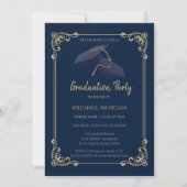 Blue Grad Cap Frame Navy Blue Graduation Kaart (Voorkant)