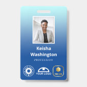 Blue Gradient 3 Logos Employee-id toevoegen Badge (Voorzijde)