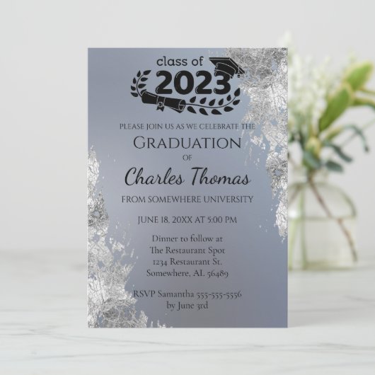 Blue Gradient Afstuderen Celebration Kaart (Staand voorkant)