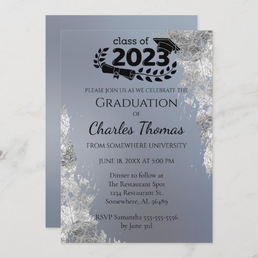 Blue Gradient Afstuderen Celebration Kaart (Voorkant / Achterkant)