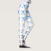 Blue Gradient Airplane Patroon Leggings (Rechts)