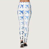 Blue Gradient Airplane Patroon Leggings (Achterkant)