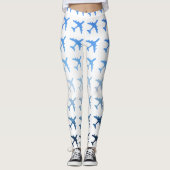 Blue Gradient Airplane Patroon Leggings (Voorkant)
