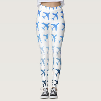 Blue Gradient Airplane Patroon Leggings
