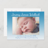 Blue Gradient Baby Boy Verjaardag Aankondigingen Aankondigingskaart (Voorkant / Achterkant)